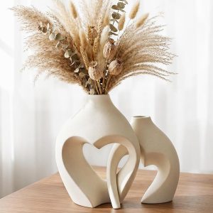 Heart Shaped Ceramic Vase Set of 2